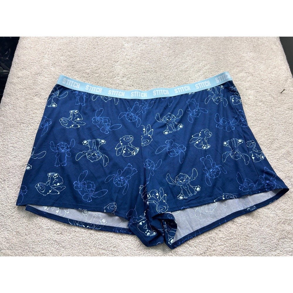 Disney Lilo & Stitch Women's Pajama Shorts 3X 22W 24W Navy Allover Print